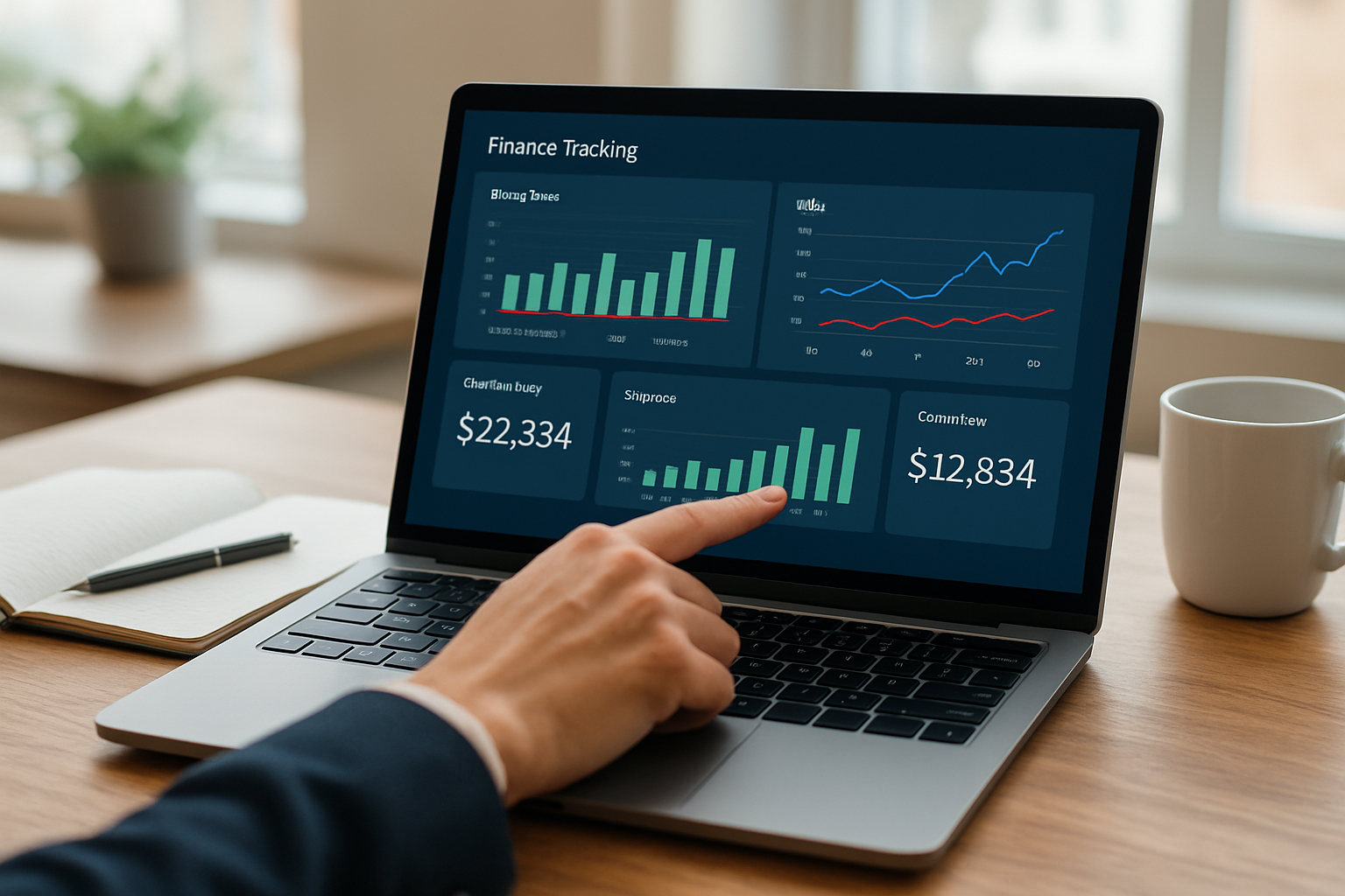 dashboard showing finance tracking for small businesses including cash flow and P&L metrics
