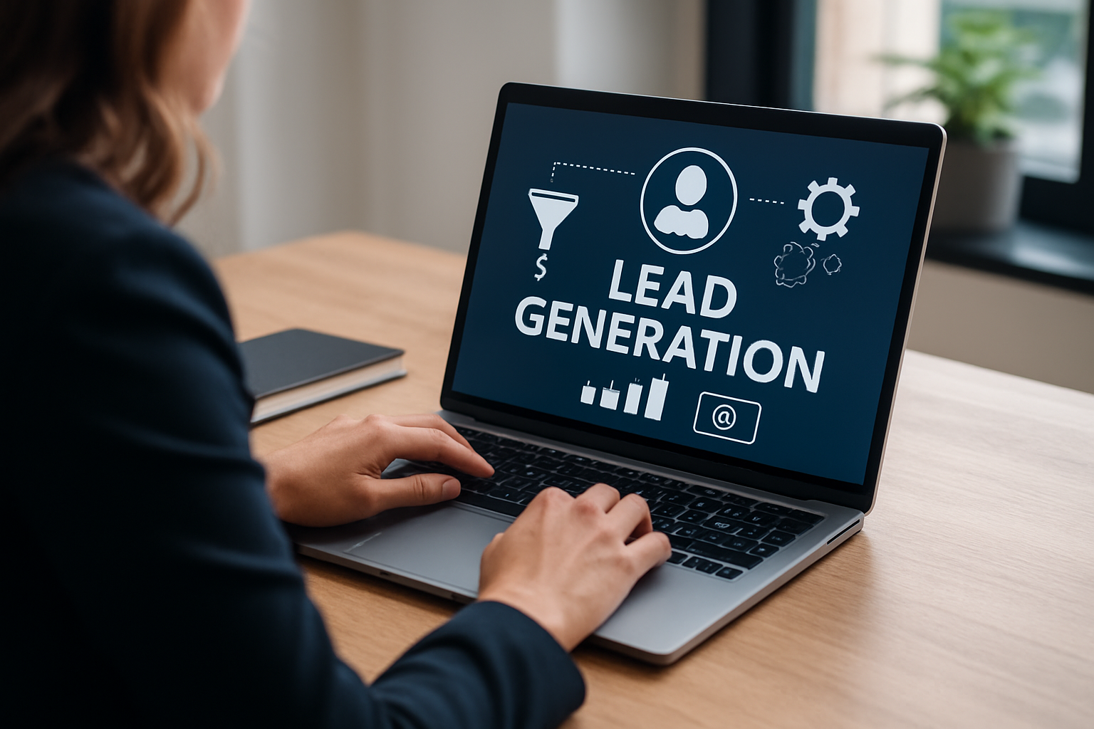 capa ilustrativa de sistema de geração de leads com painel de IA e automação