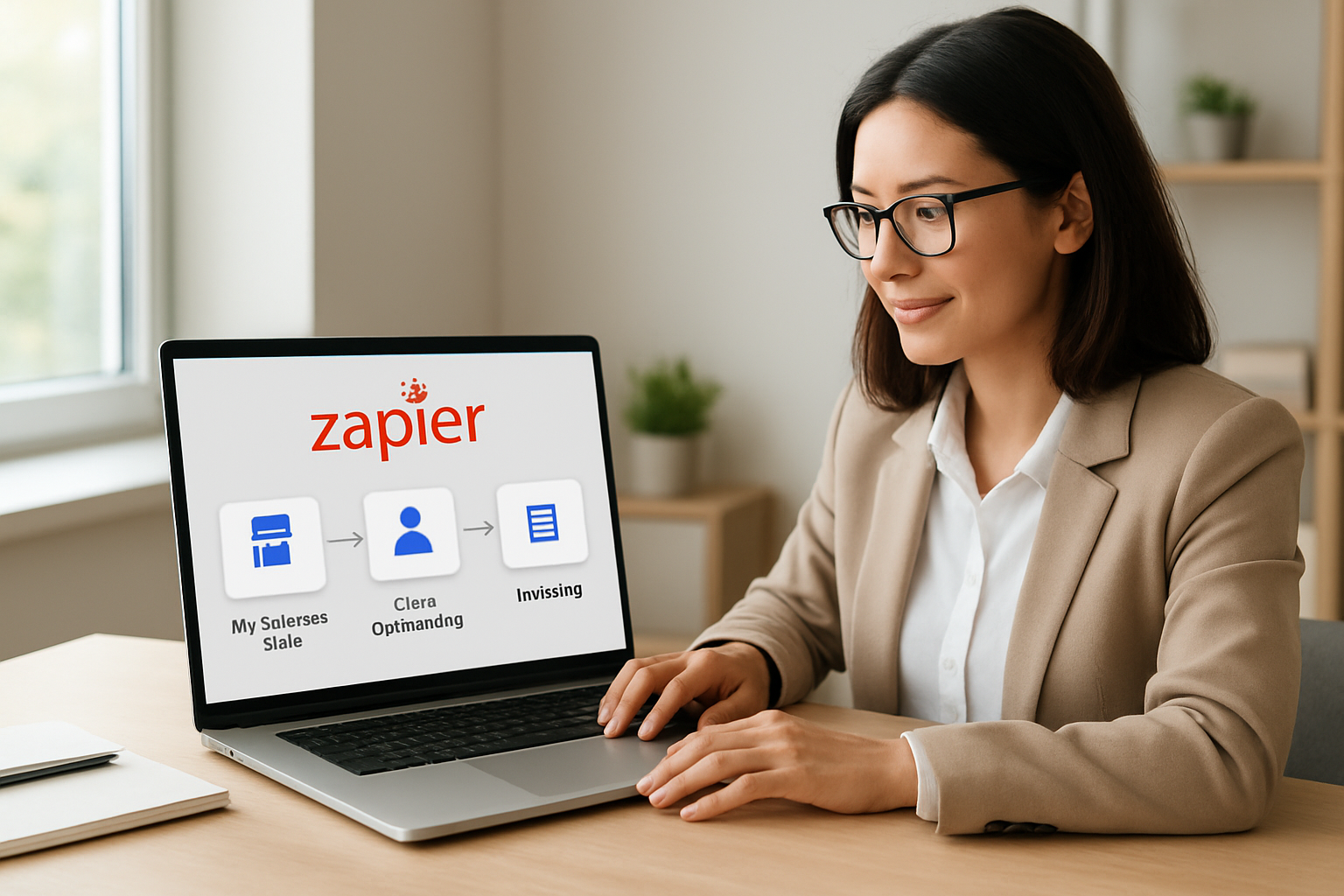 Diagram of Zapier for small businesses automating client onboarding and invoicing with My Business Suite