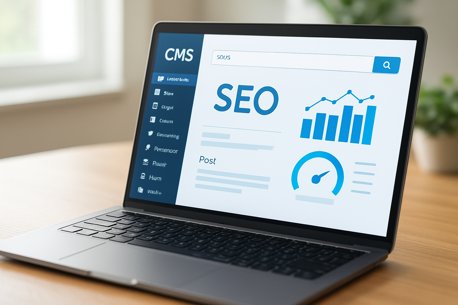 Capa mostrando painel de CMS com otimização SEO para melhor plataforma para criação de blogs