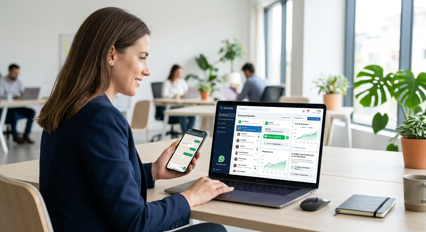 Dashboard de CRM integrado ao WhatsApp com recursos de inteligência artificial em 2026 | crm whatsapp inteligência artificial