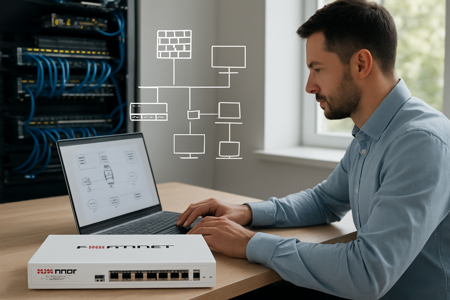 arquitetura de implantação fortigate com firewall e segmentacao de rede