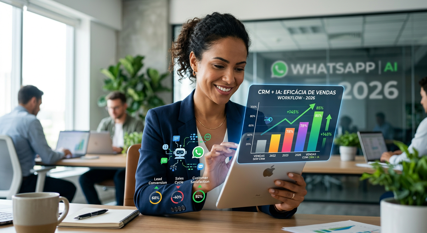 Gráfico mostrando a eficácia do CRM para vendas pelo WhatsApp com IA em 2026