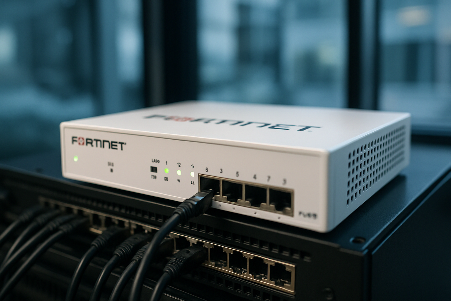 FortiGate FG-91G, firewall de próxima geração, protegendo uma rede corporativa contra ameaças cibernéticas em 2026.