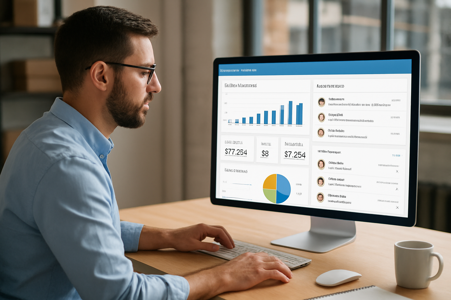 dashboard de vendas integrado para crm para indústria mostrando métricas e conversas