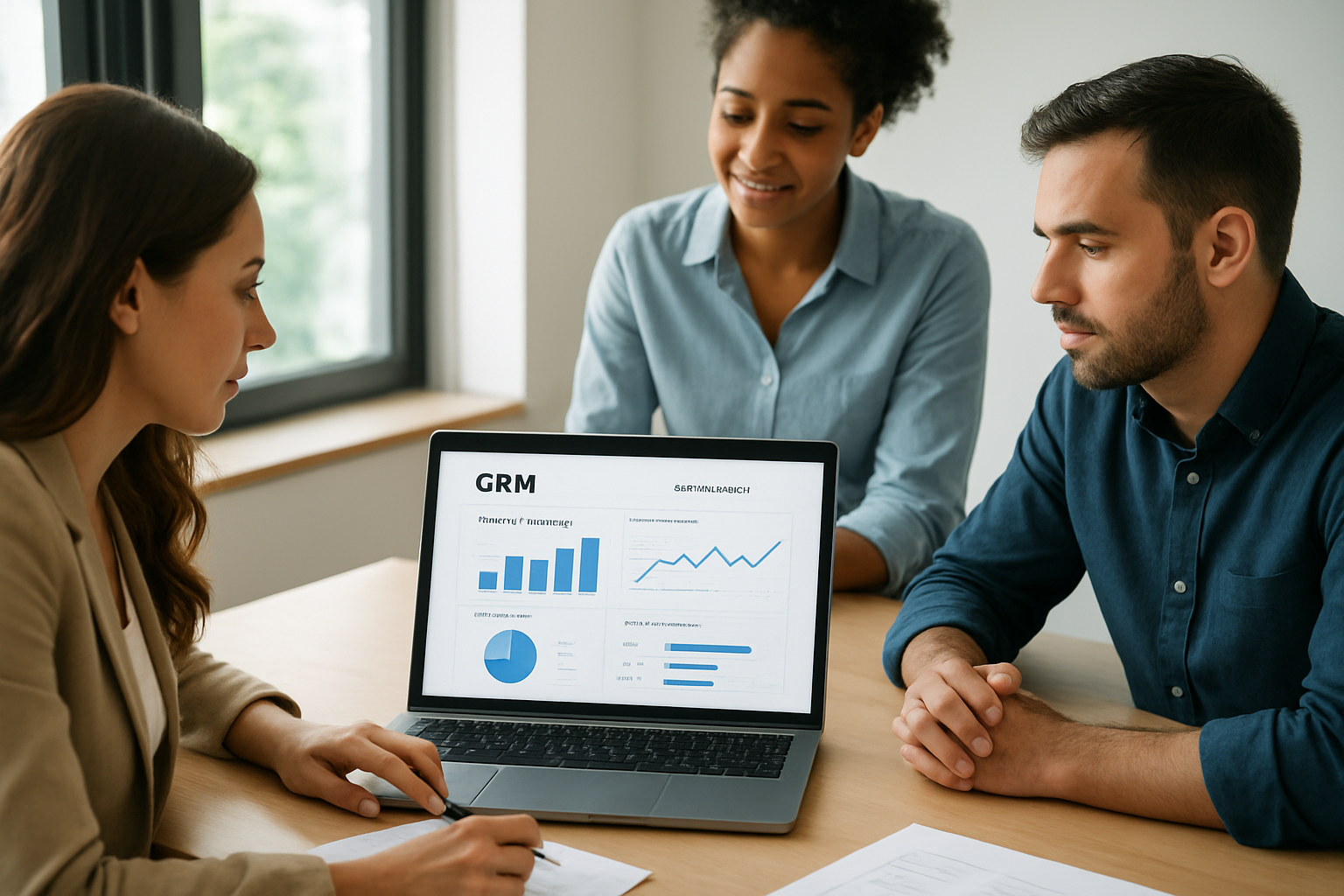 Small business team using CRM dashboard to track customer retention strategies for small businesses in 2026