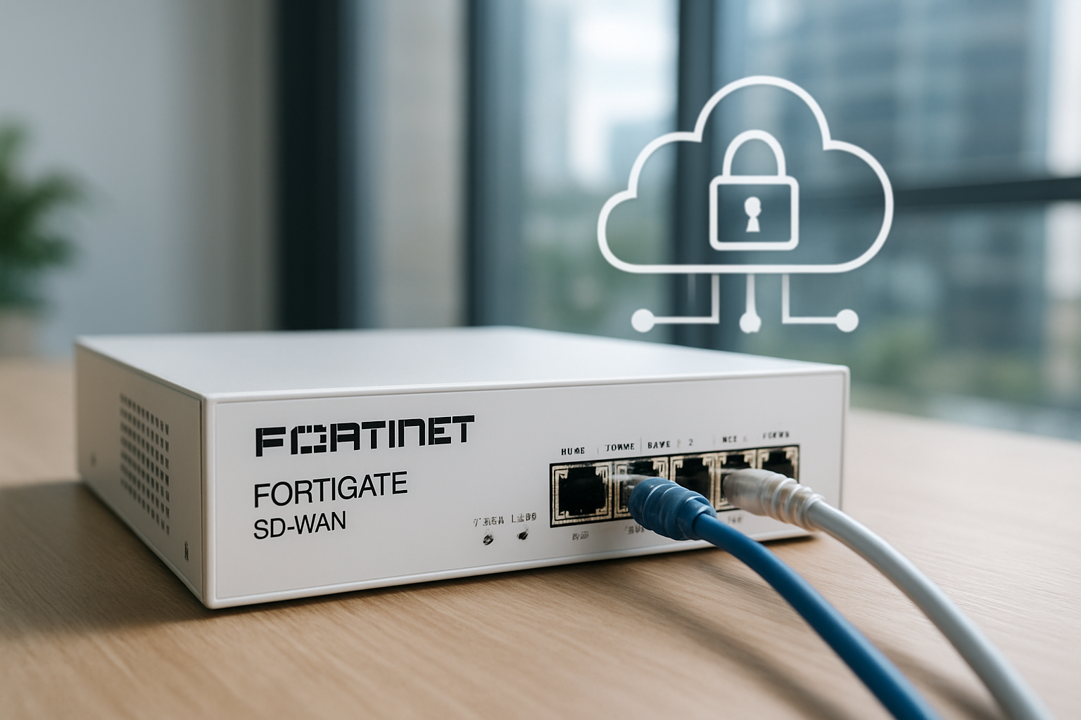 arquitetura FortiGate SD-WAN com integração de segurança e enlaces múltiplos