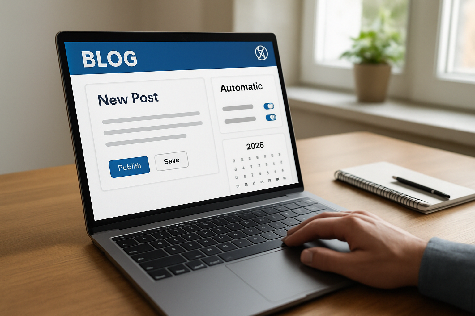 Painel de controle de publicação com melhor criação de blogs automática e calendário 2026