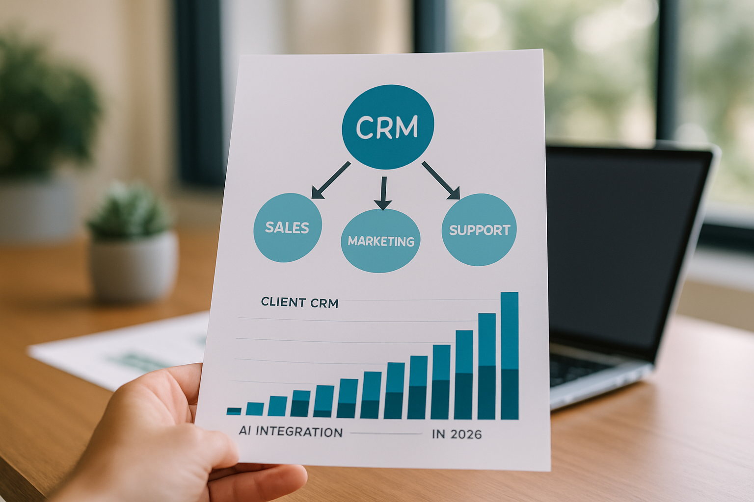 Gráfico sobre CRM de clientes e integração com IA em 2026