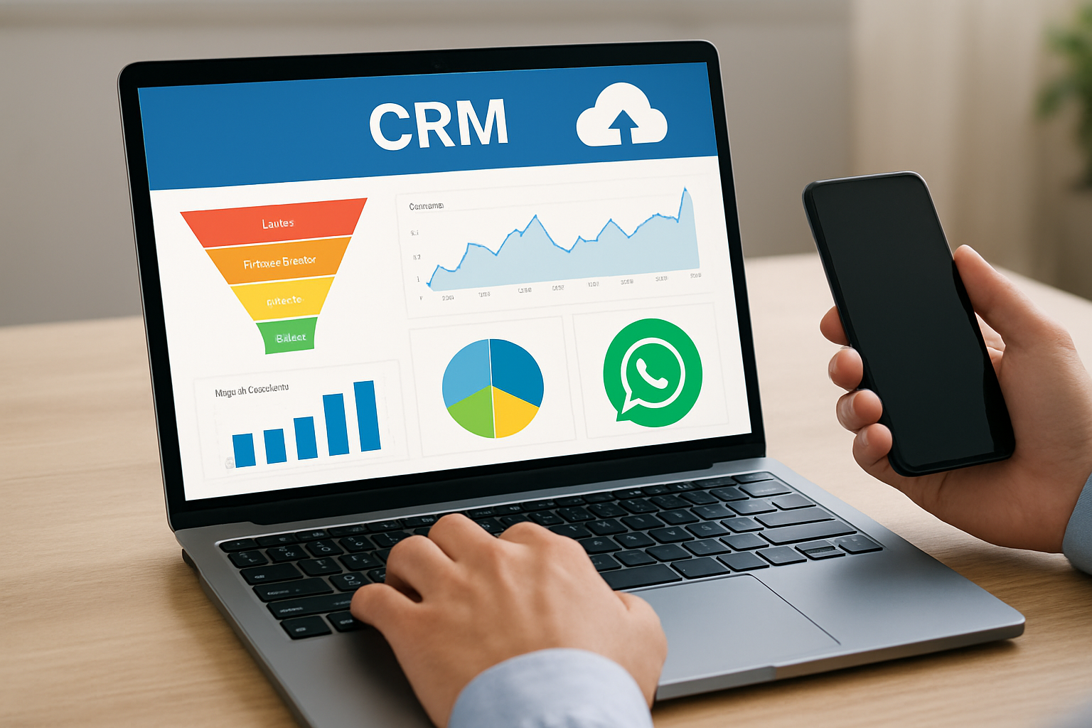 dashboard de vendas conectado a crm em nuvem com integração WhatsApp
