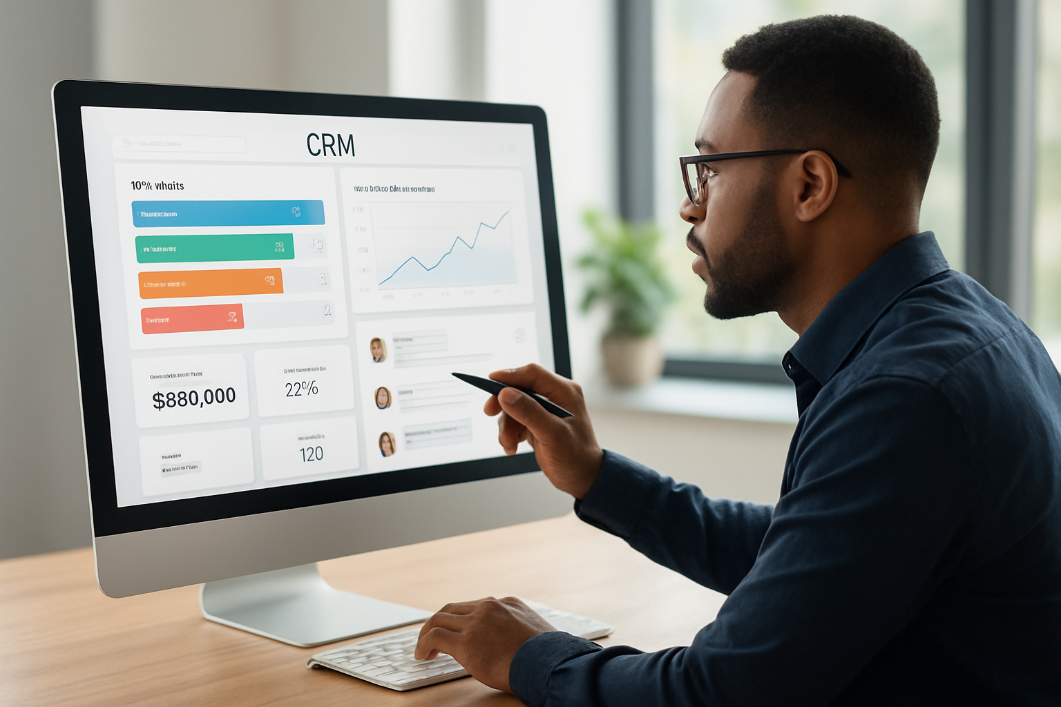 dashboard de CRM para vendas complexas com integração de conversas e métricas