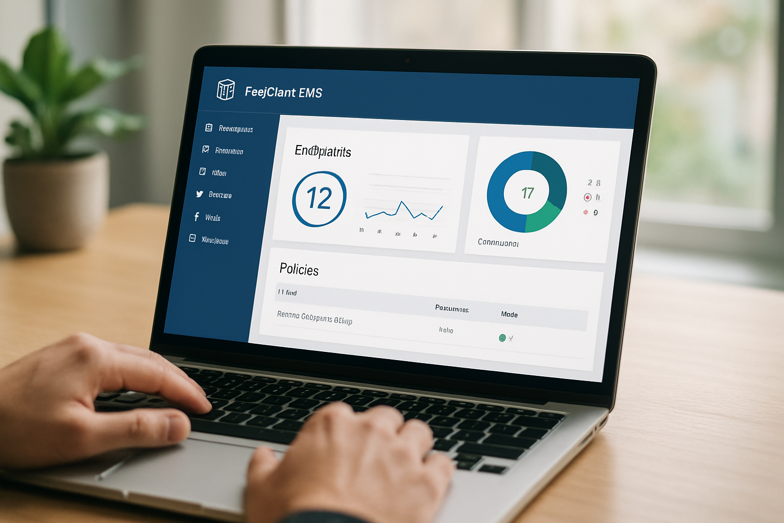 Console FortiClient EMS destacando gestão de endpoints e políticas com ênfase em