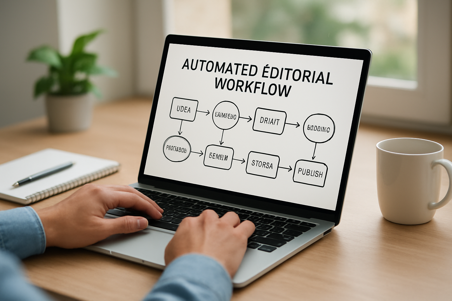 capa com diagrama de fluxo editorial automatizado e palavras-chave