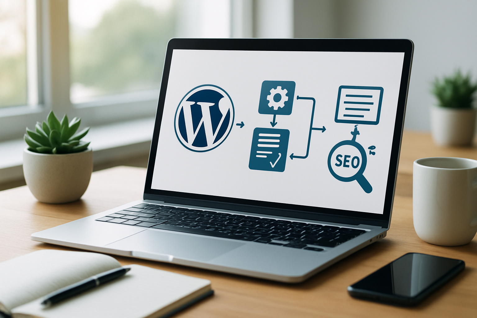 capa guia blog automatizado wordpress com fluxo de automação e SEO 2026