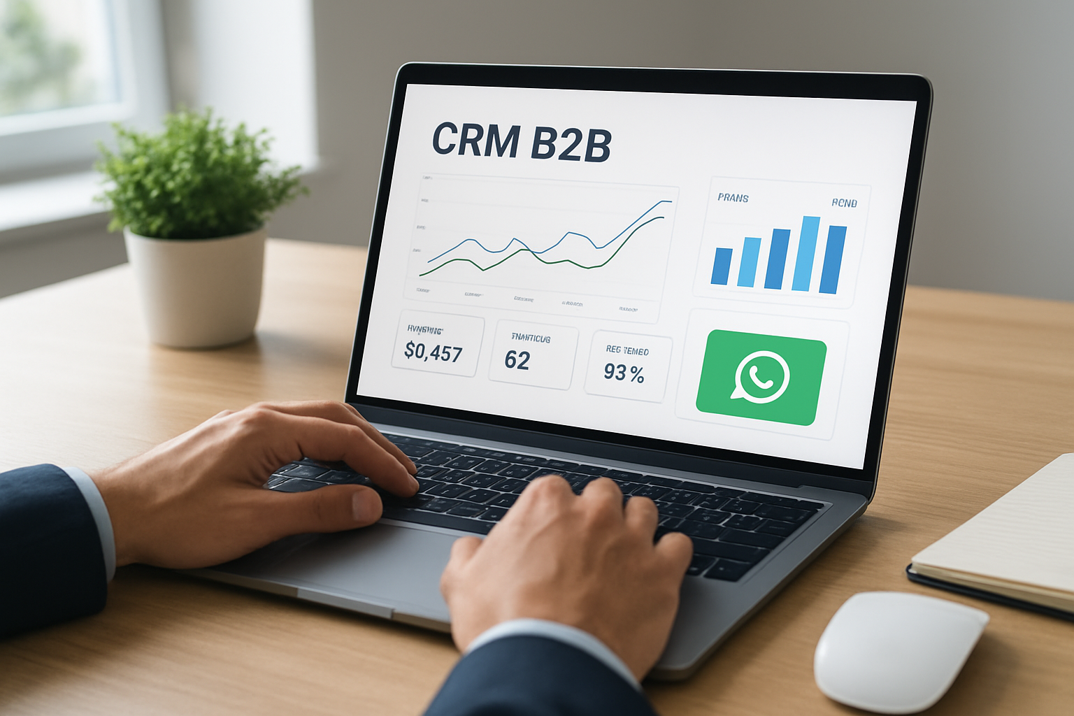 Dashboard de crm b2b com métricas de vendas e integração de WhatsApp