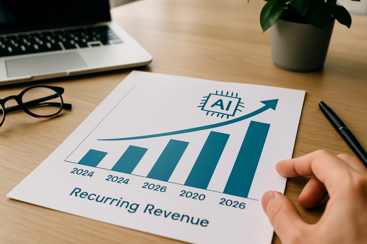 Gráfico ilustrativo sobre gestão de receita recorrente com IA em 2026