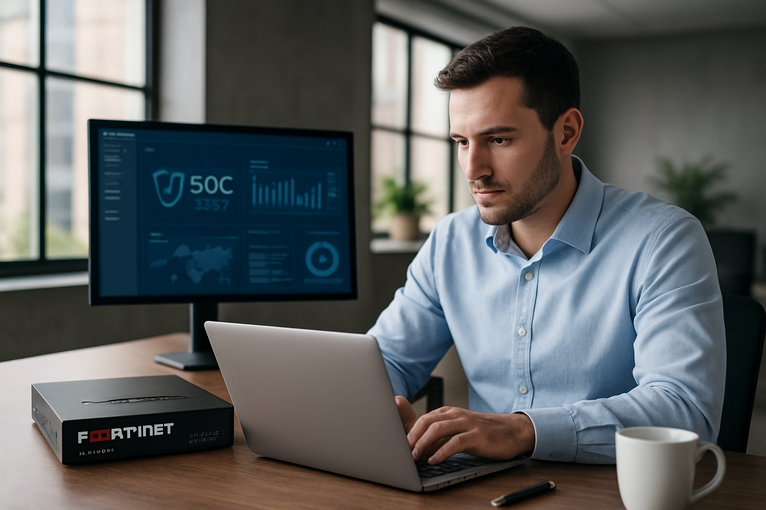 Arquitetura de serviço gerenciado Fortinet com FortiGate e SOC 24x7 -