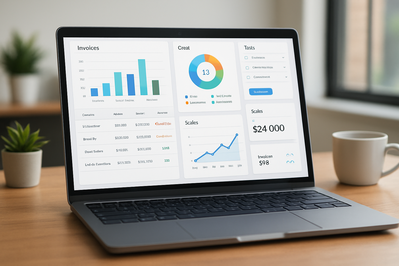 dashboard view of best all in one business management software for small businesses 2026 free showing invoices, CRM and tasks
