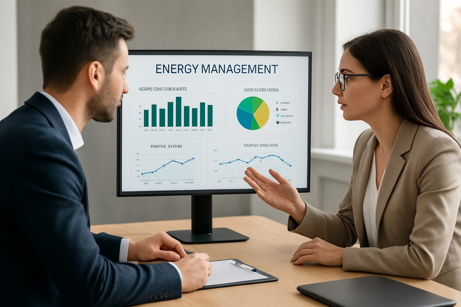 painel de controle de gestão energética com gráficos de consumo consultoria em eficiência energética para empresas