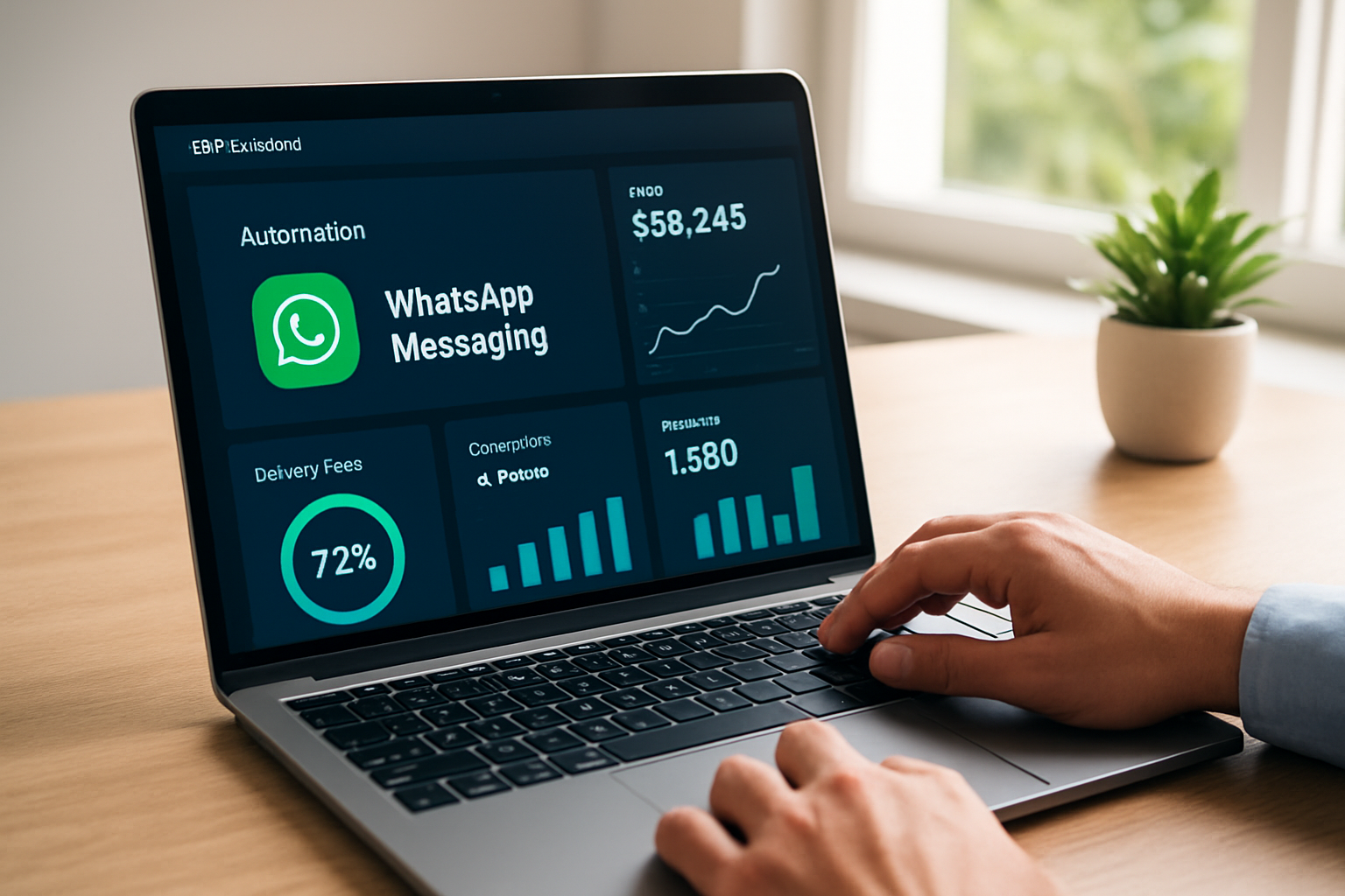 dashboard de CRM com automação de mensagens WhatsApp mostrando métricas de vendas