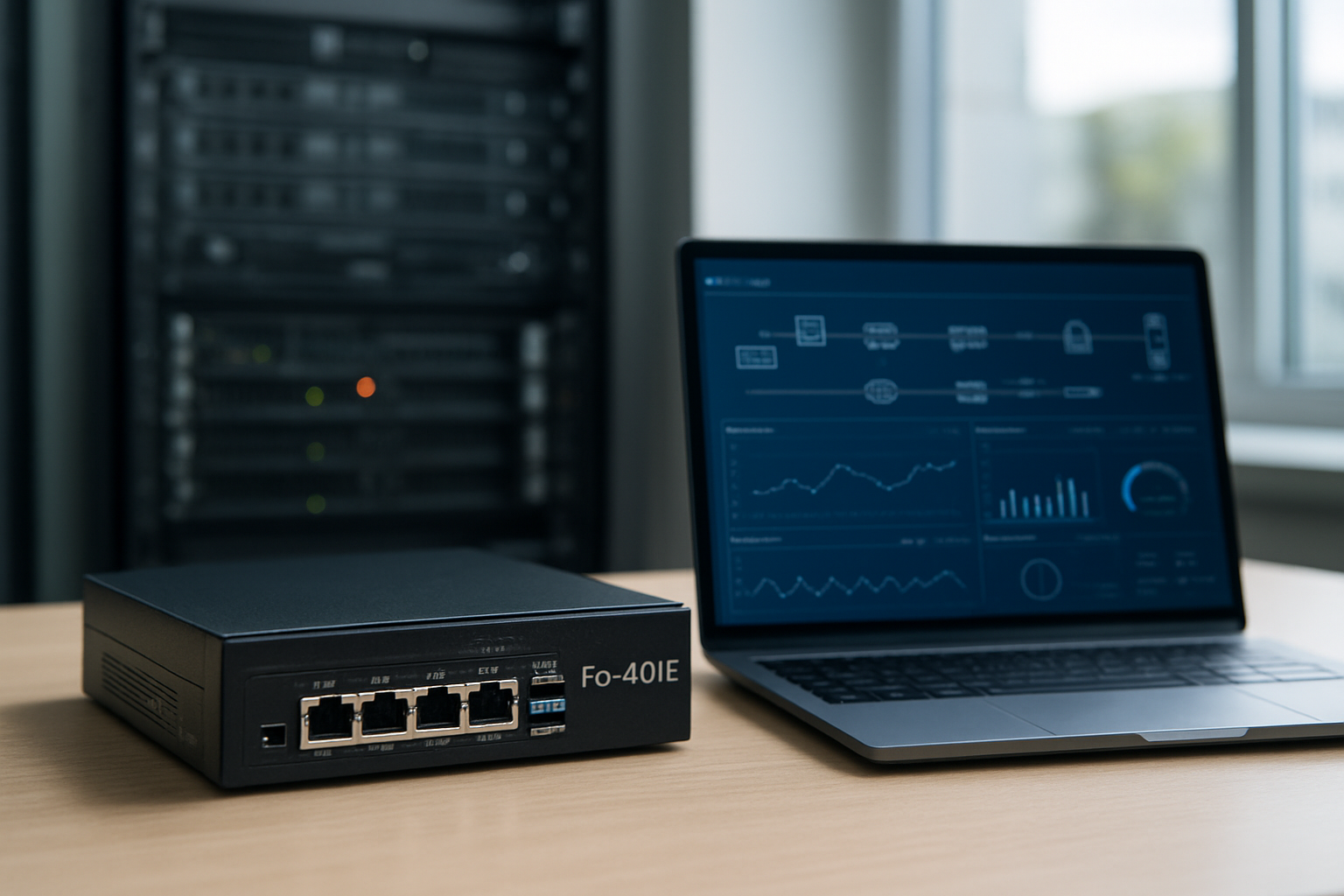 Visão do FG 401E em arquitetura de rede com firewall e SOC integrados
