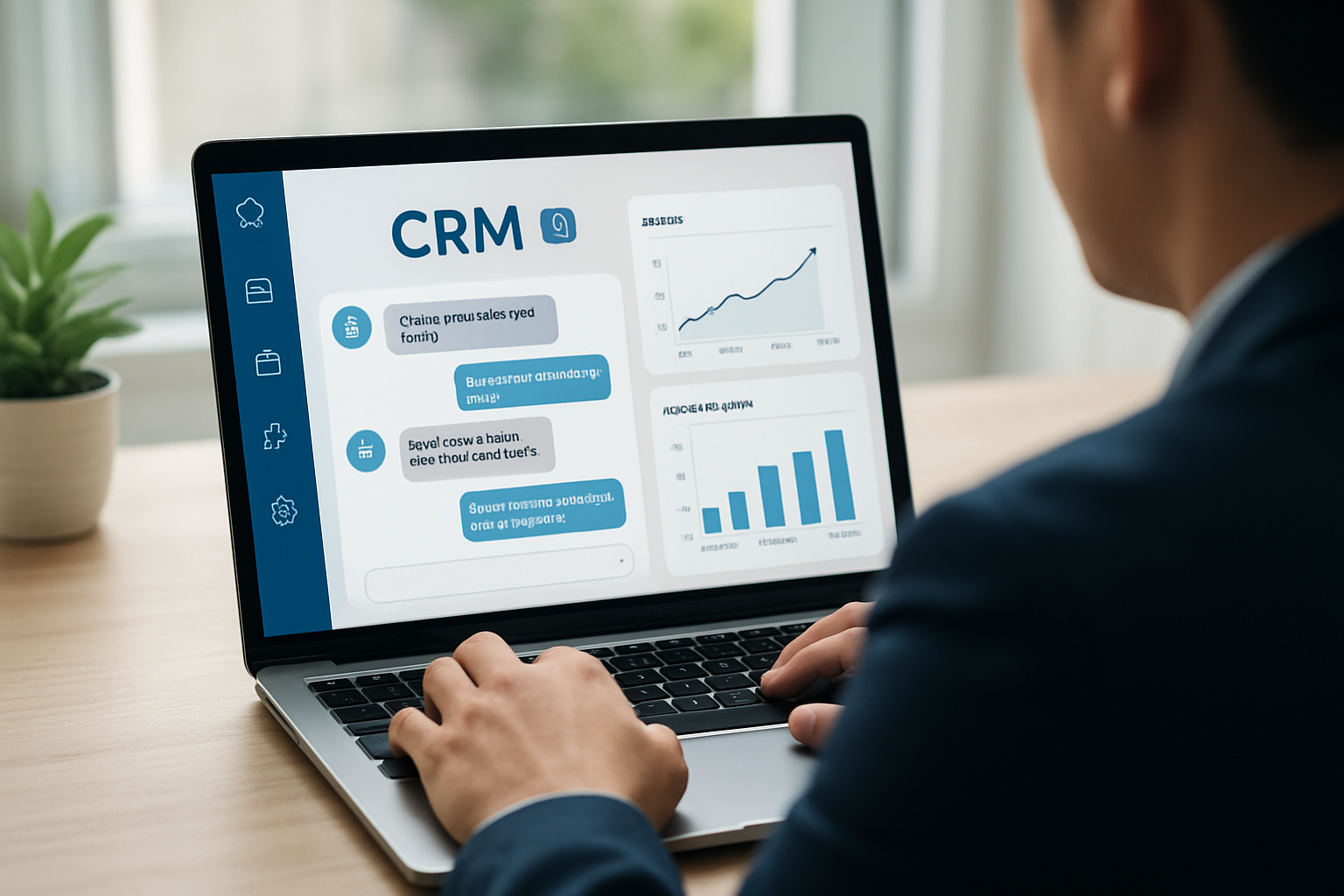 Dashboard de plataforma crm com ia mostrando conversas, métricas e previsões de vendas