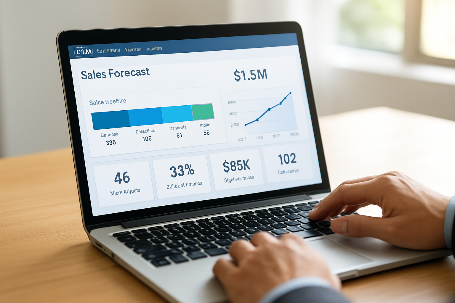dashboard CRM com previsão de vendas mostrando pipeline e métricas em 2026