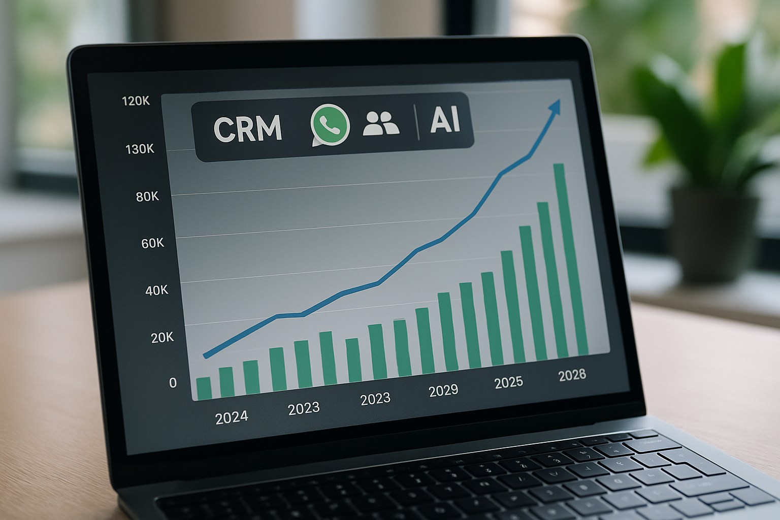 Gráfico de vendas com CRM WhatsApp multiusuário com IA em 2026