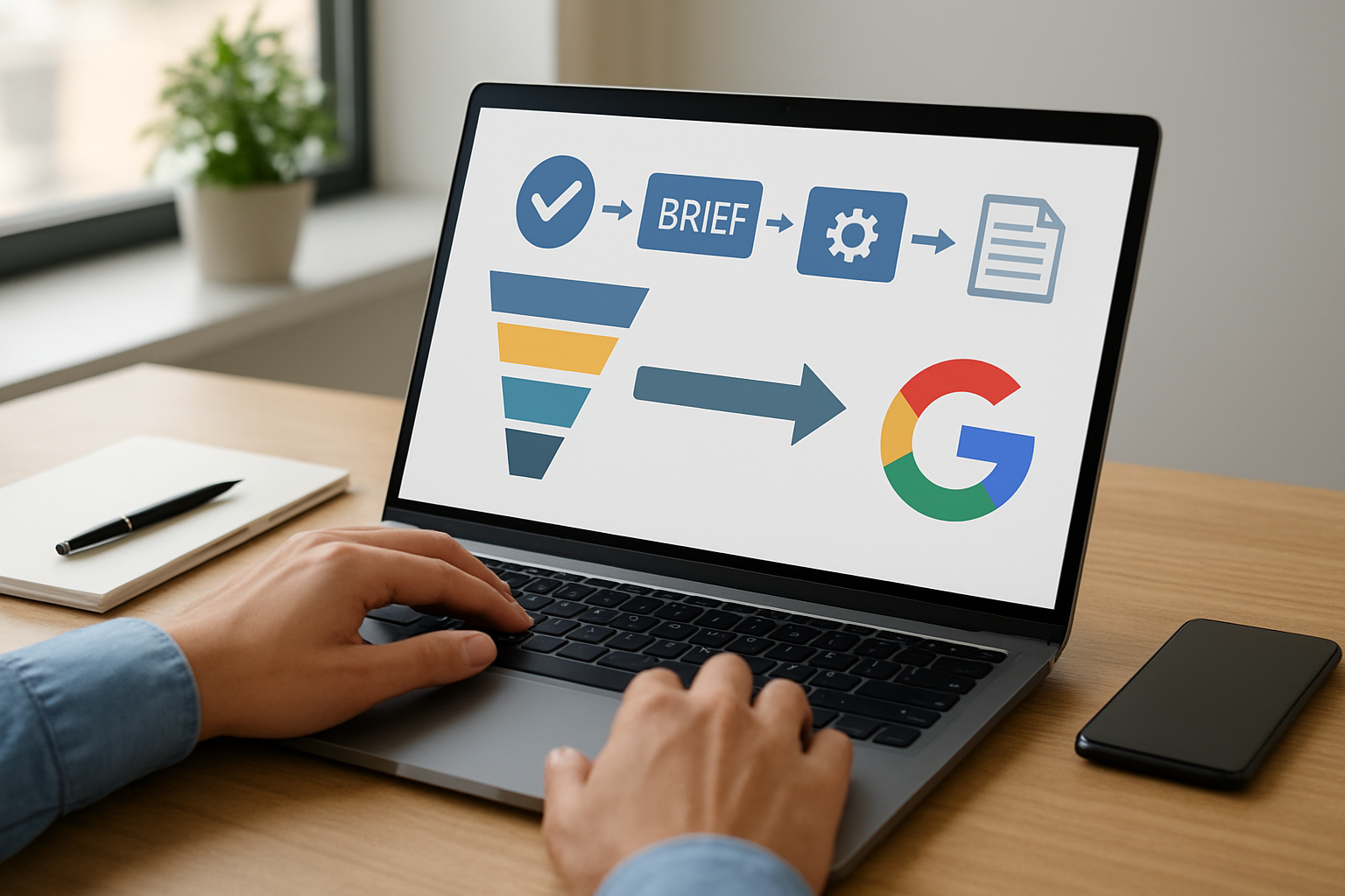 pipeline de fluxo de conteúdo e briefing automático para top 10 Google 2026