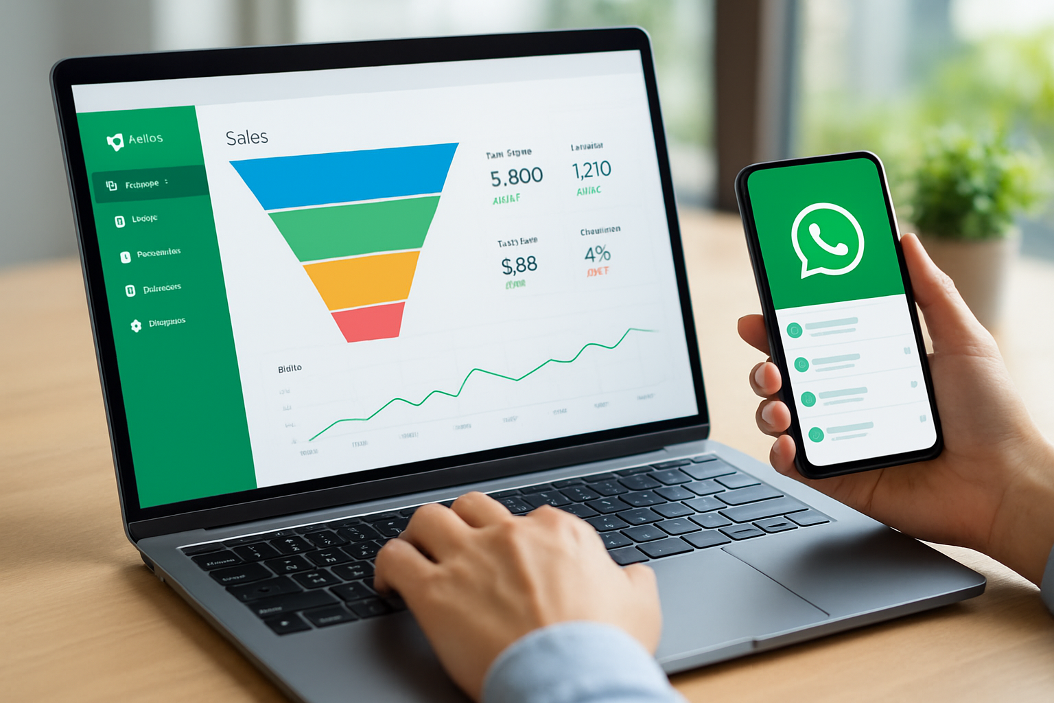 dashboard de vendas integrado com WhatsApp para vendas mostrando funil e métricas 2026