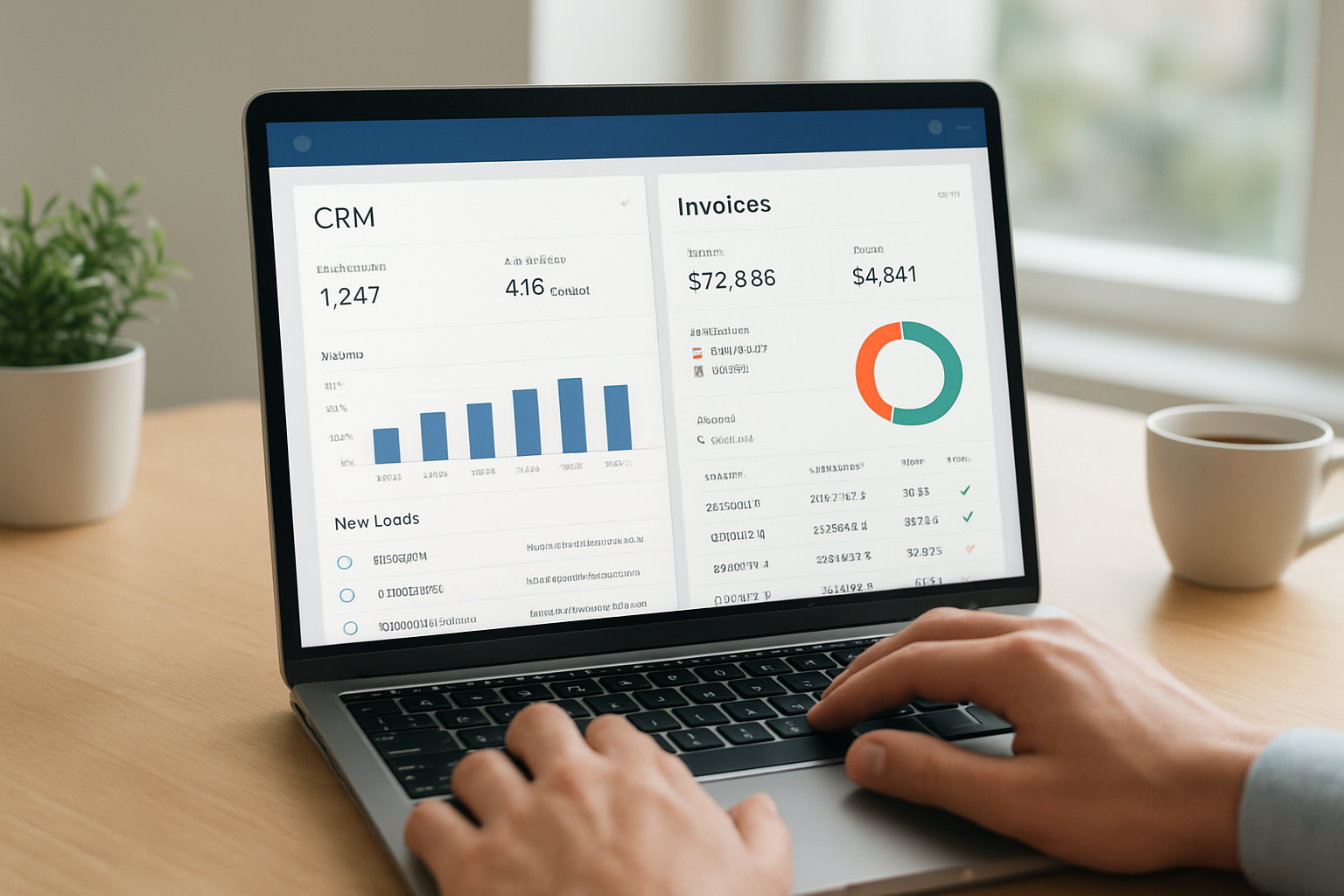 overview dashboard of free all-in-one business management software download showing CRM and invoices