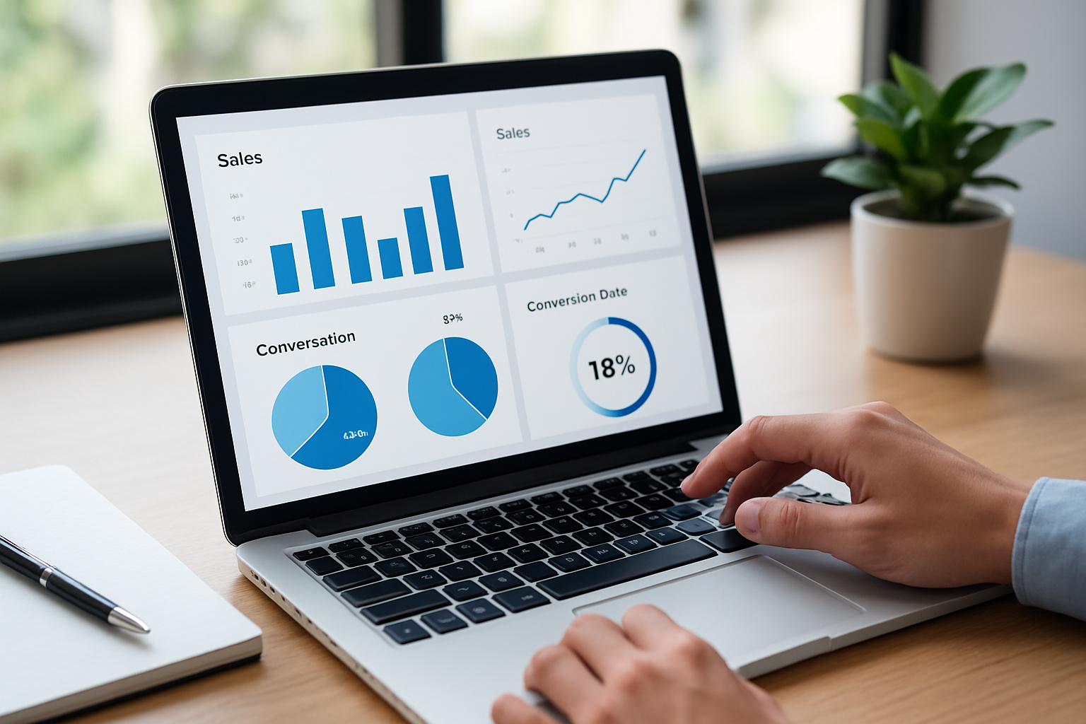 Dashboard de vendas integrado mostrando métricas de conversas e conversão do melhor crm de vendas