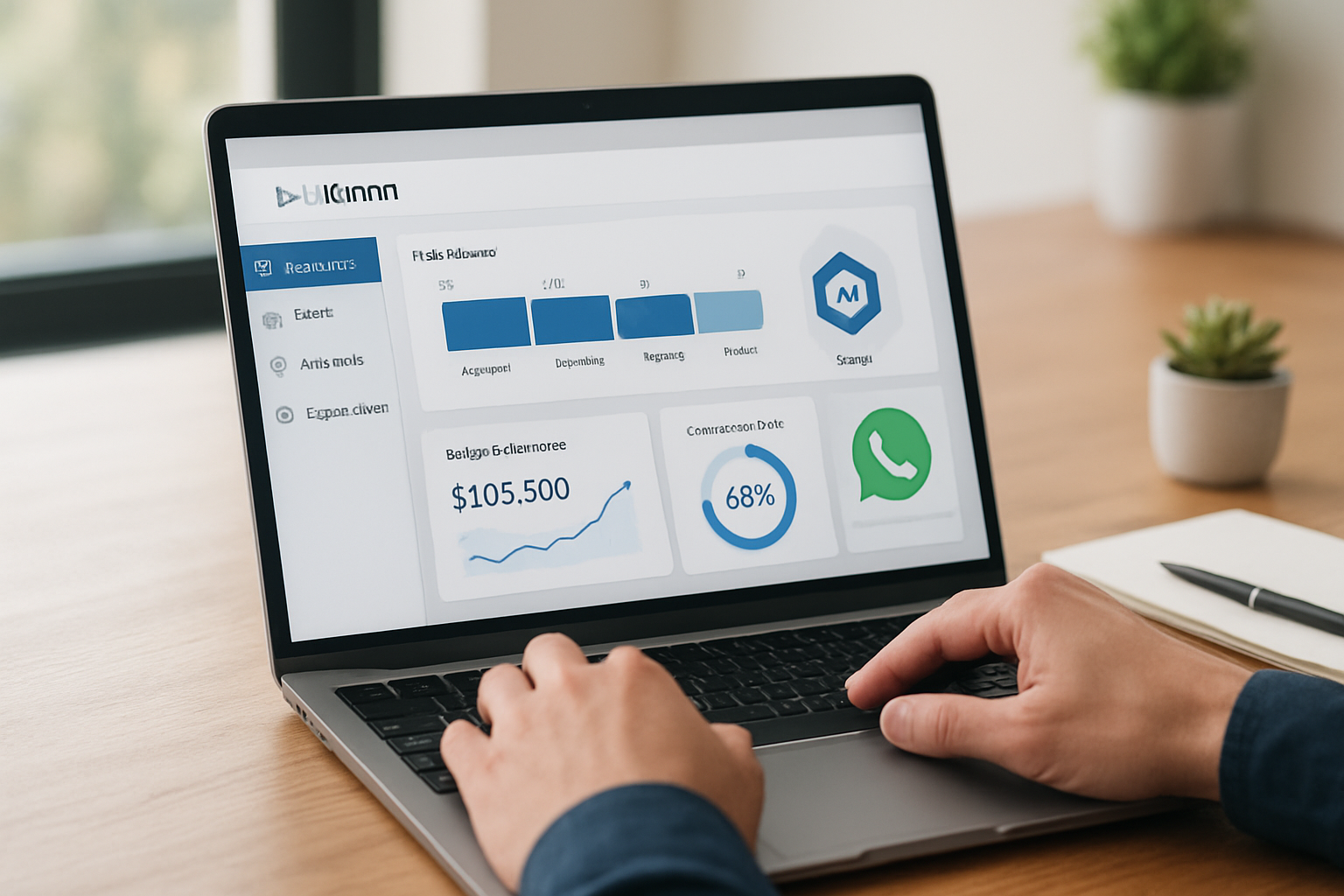 dashboard de CRM para gestão de vendas com pipeline, métricas e integração de WhatsApp