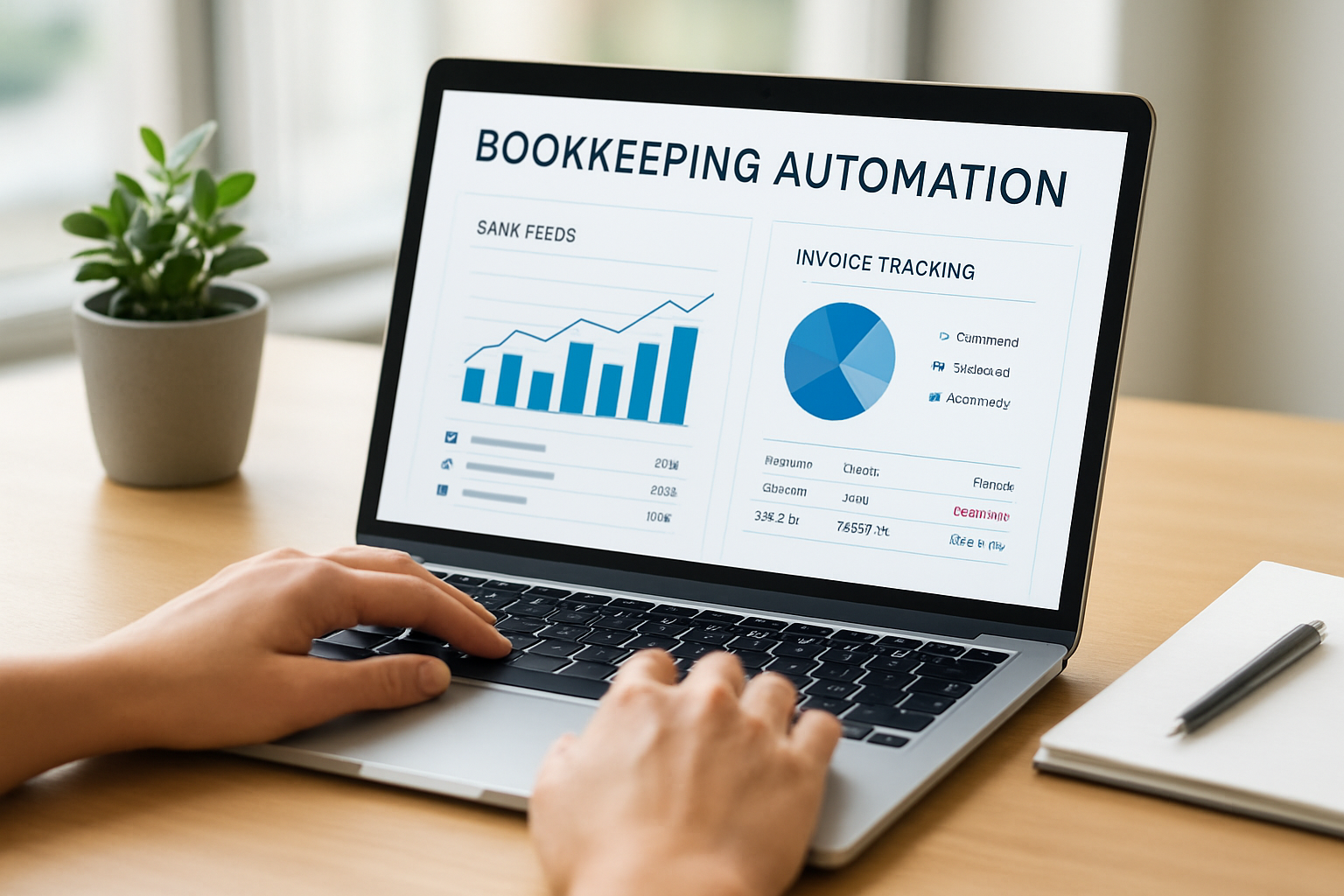 dashboard view highlighting bookkeeping automation for small businesses with bank feeds and invoice tracking