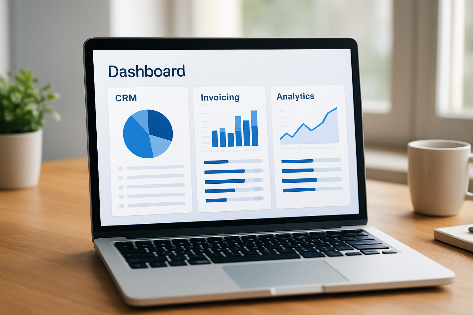 Dashboard of best all in one small business software showing CRM, invoicing and analytics