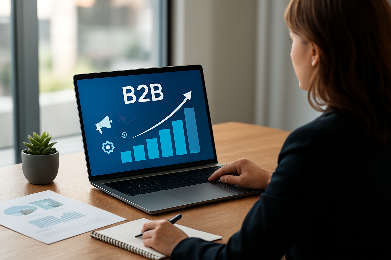 Capa com gráfico de crescimento e estratégias de marketing digital b2b para 2026