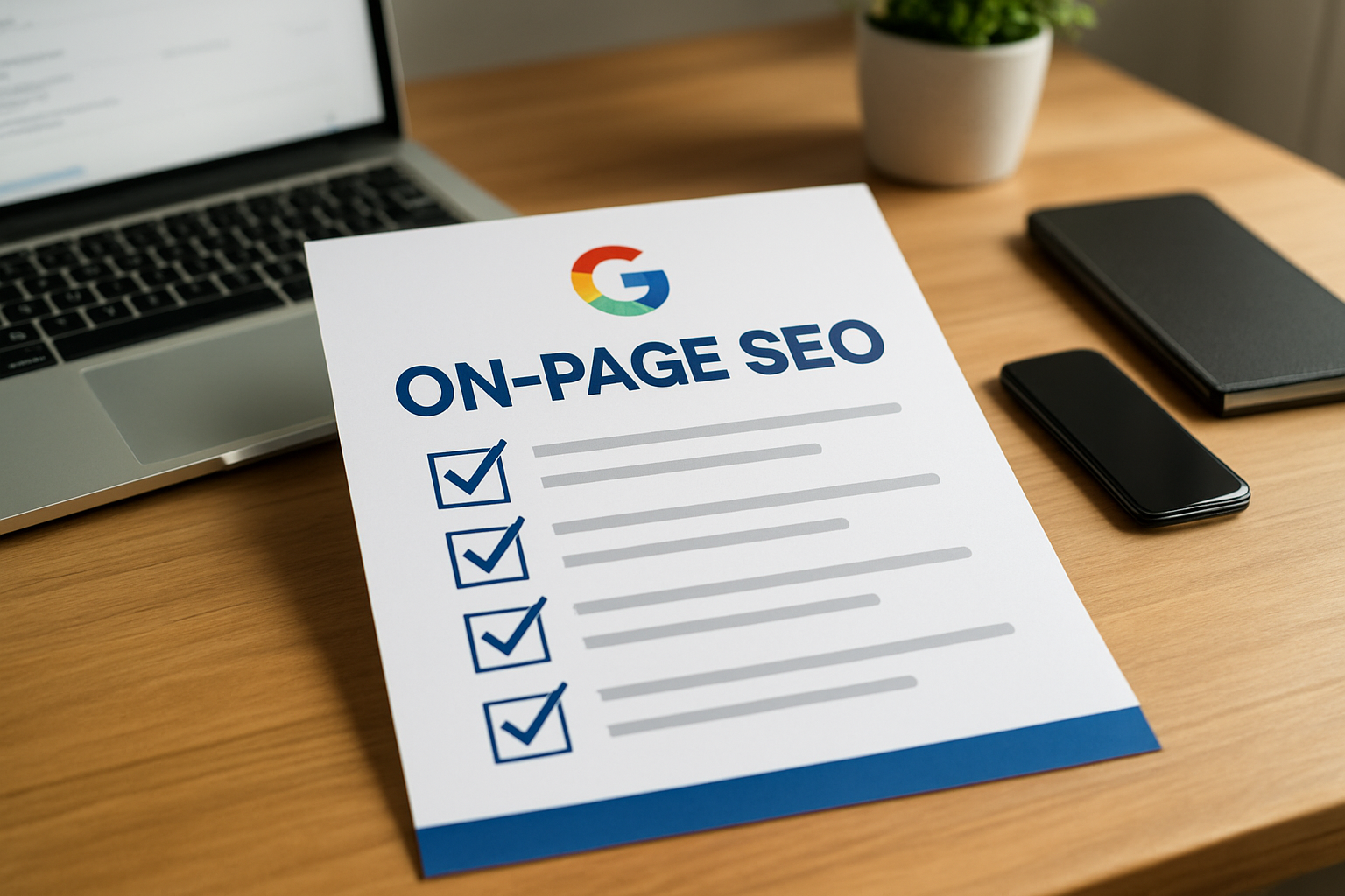 capa do guia de otimização on-page para Google 2026 com checklist de SEO