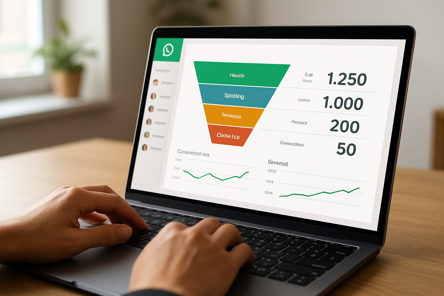 dashboard de pipeline de vendas no whatsapp com funil e métricas