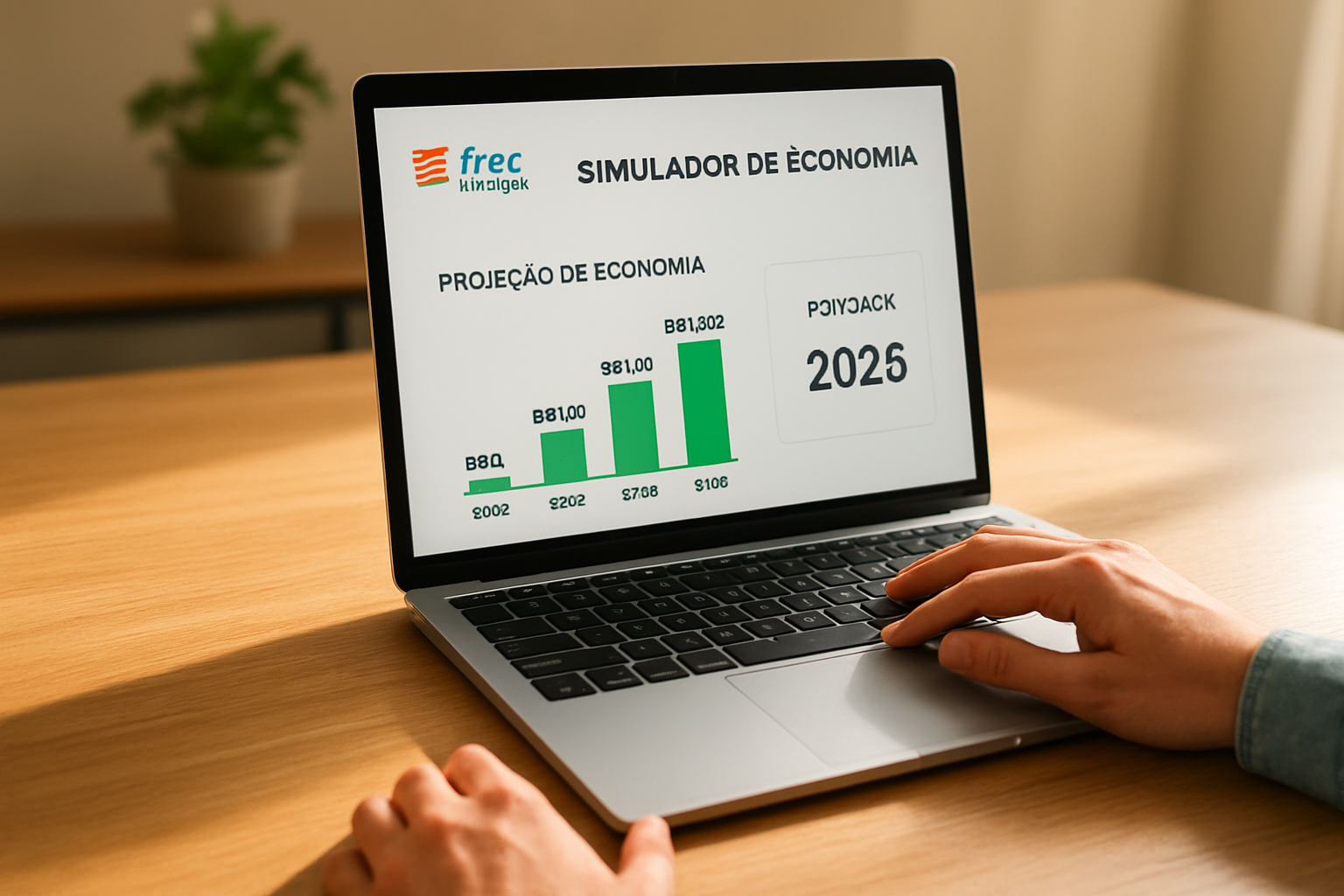 Tela do Simulador de Economia Trec Energia mostrando projeção de economia e payback em 2026 | Como usar o Simulador de Econom