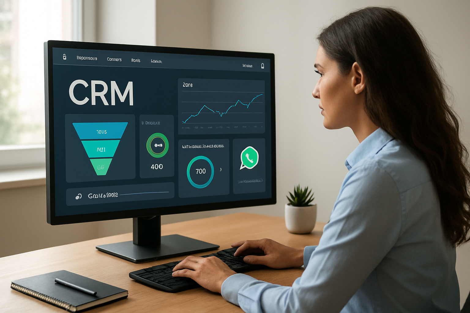 Dashboard de vendas com software crm com ia integrando WhatsApp e métricas em 2026
