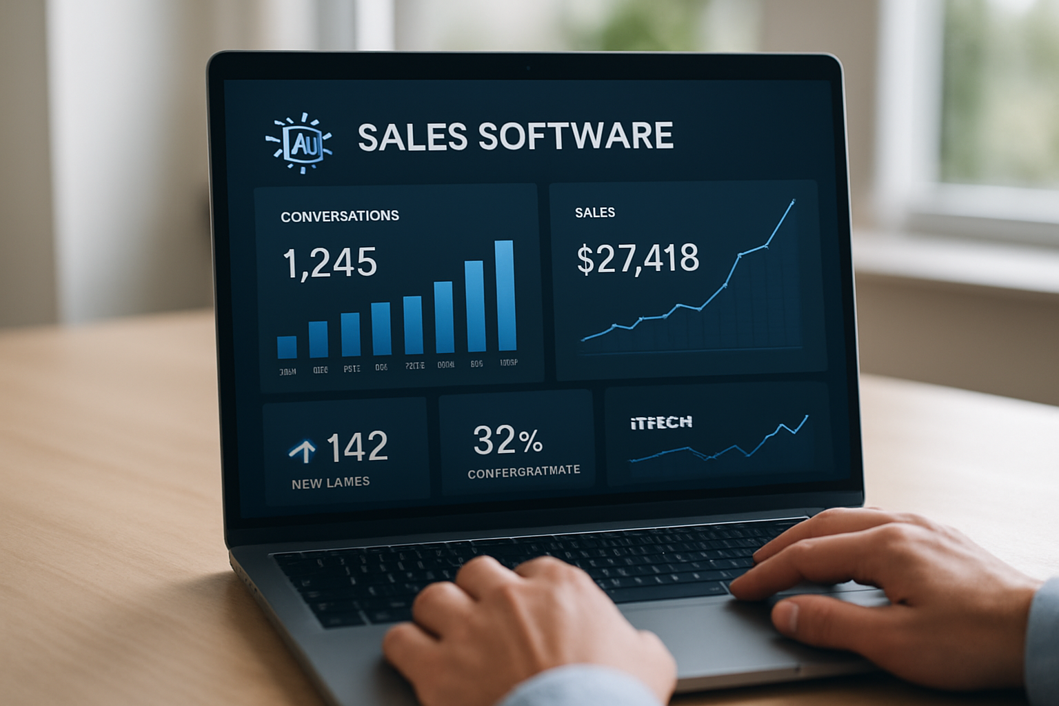 dashboard de CRM com métricas de conversas e vendas usando software de vendas com ia