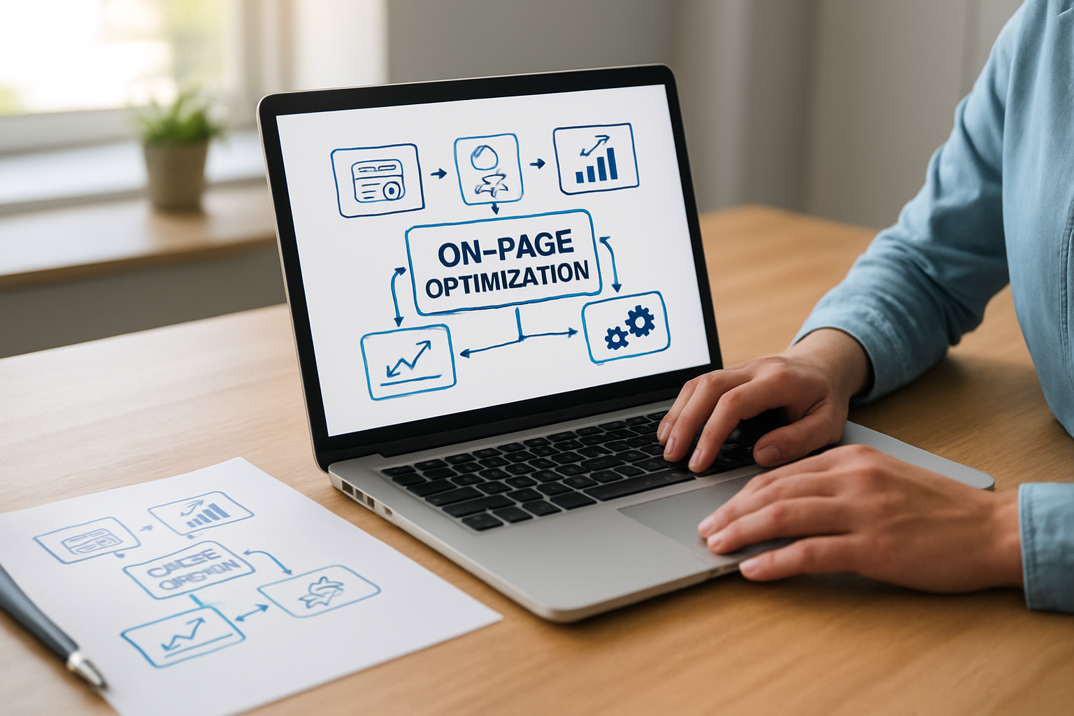 diagramas de fluxo de otimização on-page automática para blogs em 2026