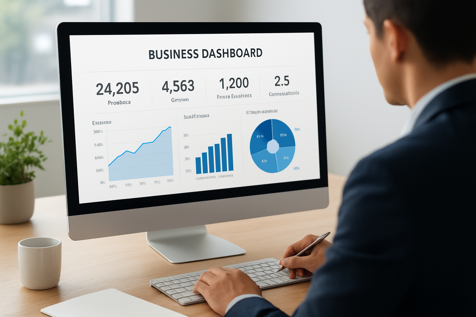 Business dashboard showing KPIs to