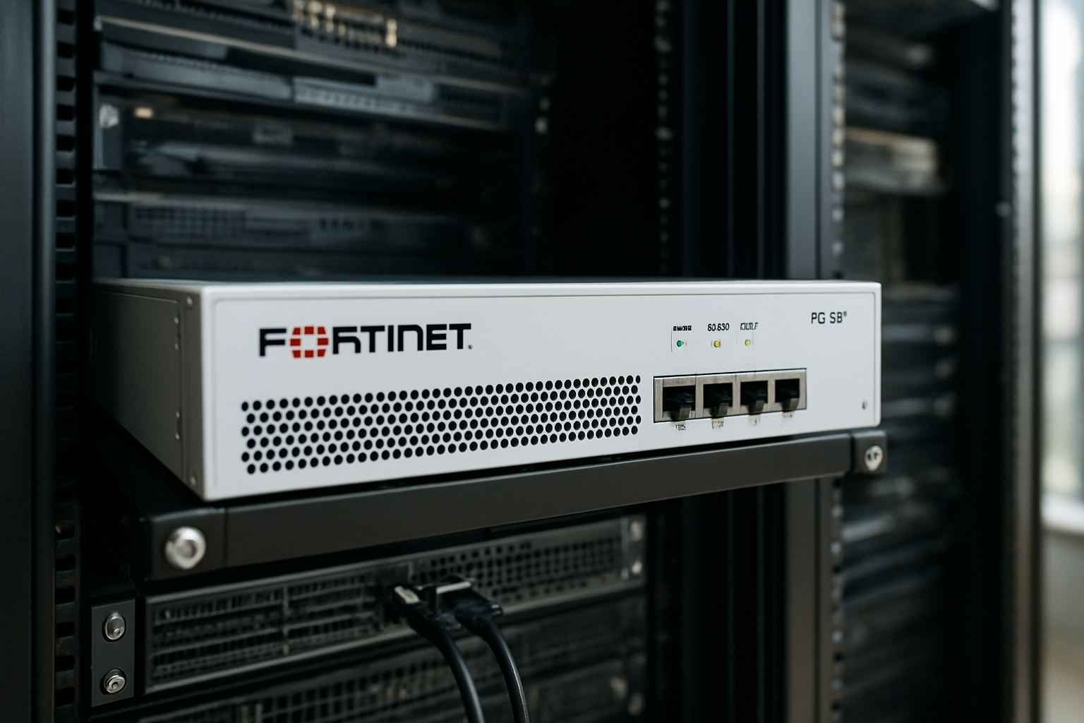 Fortinet FG 40F em rack de datacenter garantindo firewall de próxima geração para rede corporativa