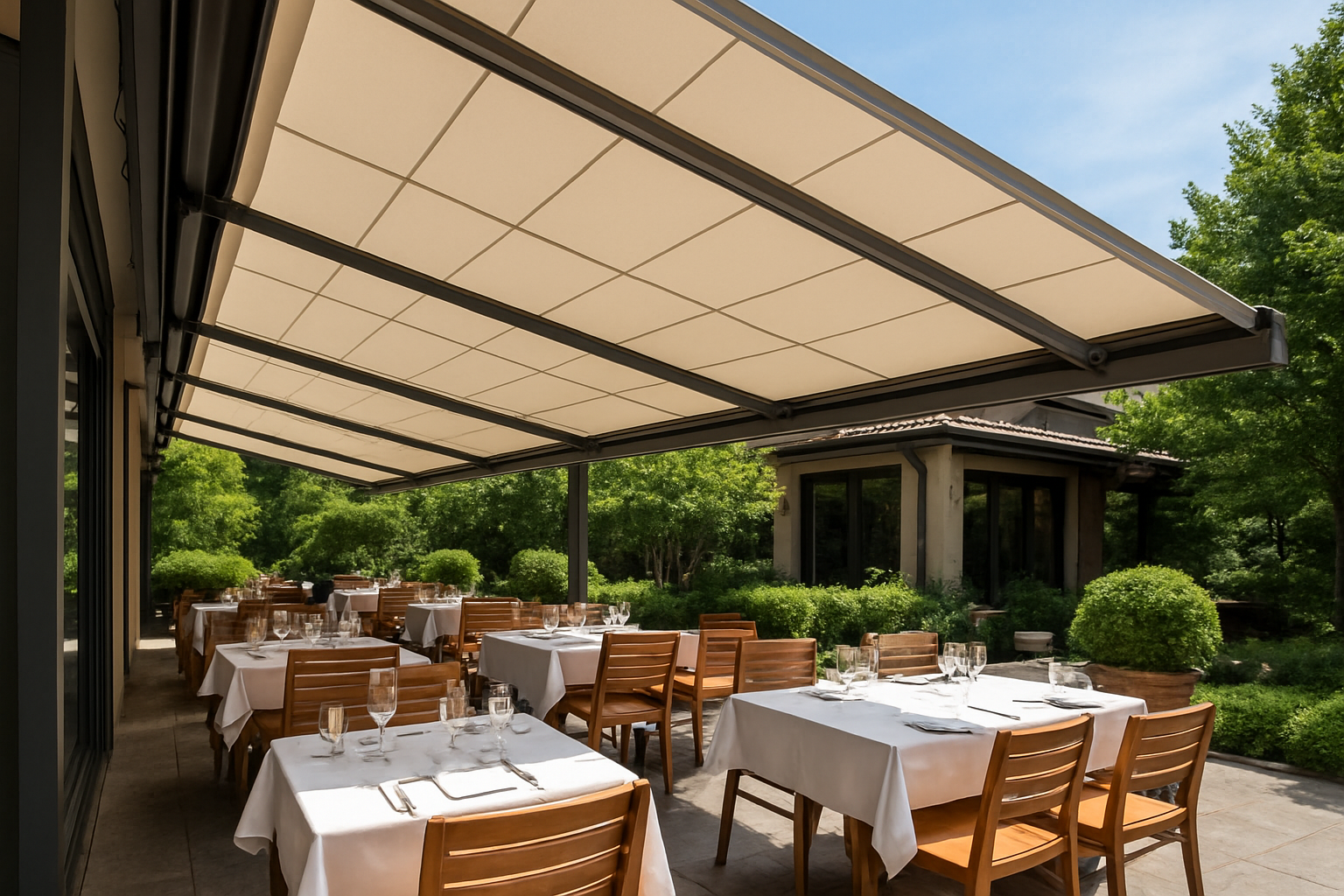 Toldos para Restaurantes Pergolado Retrátil: Guia 2026 1 1. Por que escolher toldos para restaurantes pergolado retrátil