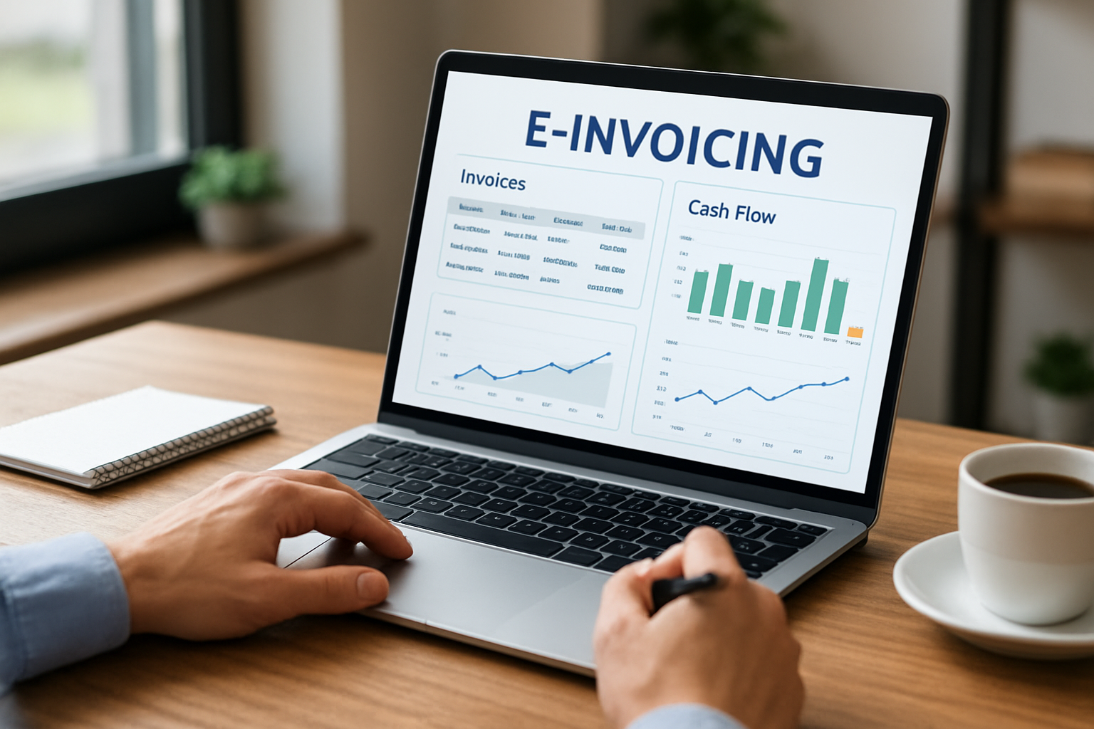 e-invoicing benefits for small businesses dashboard showing invoices and cash flow