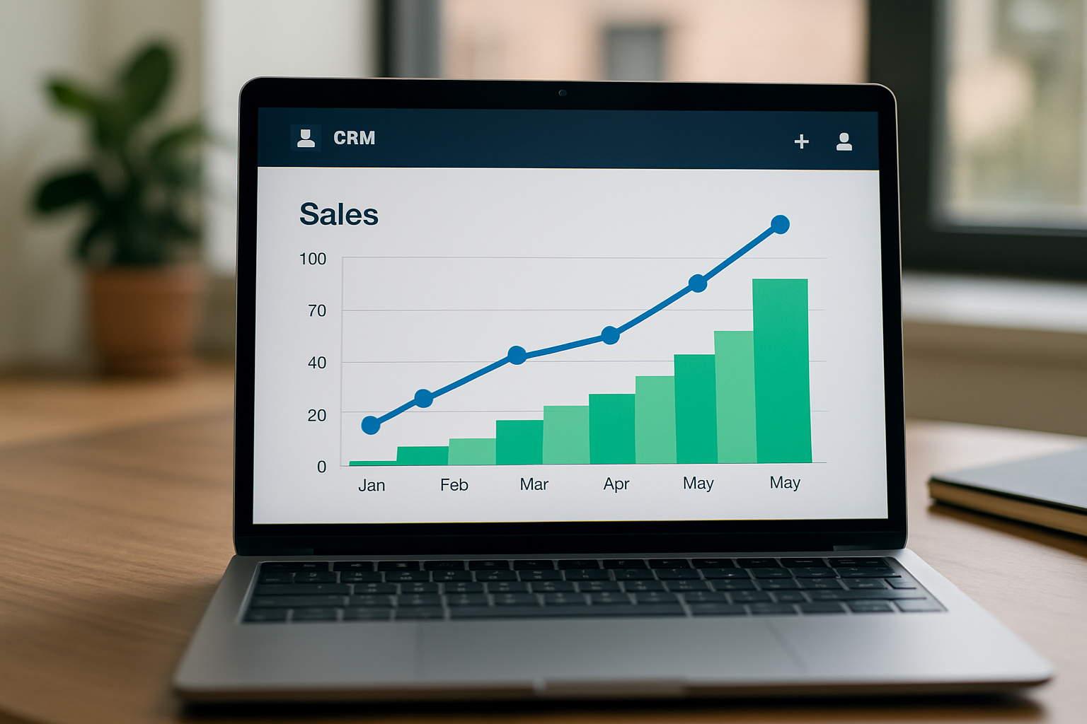 Gráfico mostrando a eficiência de um CRM com geração automática de tarefas em vendas