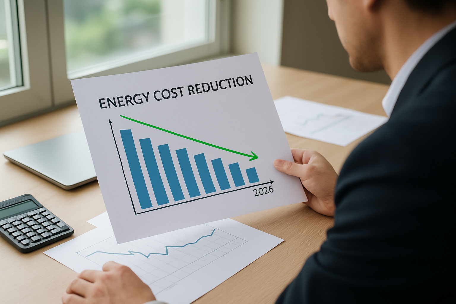 gráfico de redução de custos de energia na empresa mostrando economia projetada 2026 | Como reduzir custos de energia na empr
