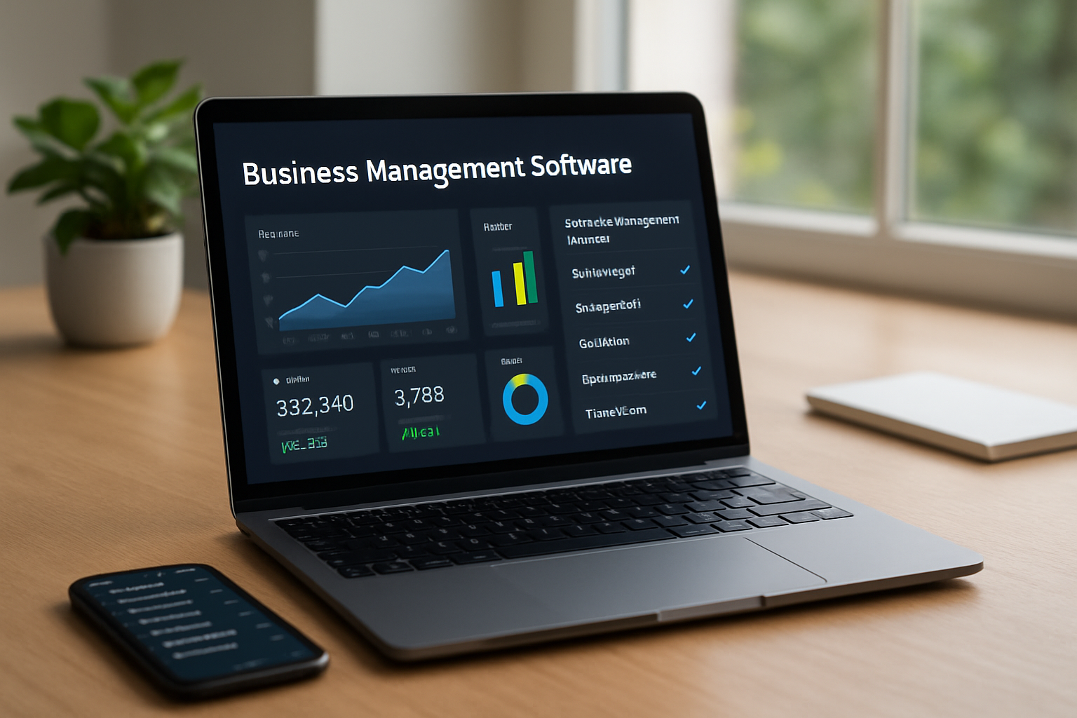 Cover image showing a business dashboard and a business management software list for small businesses in 2026