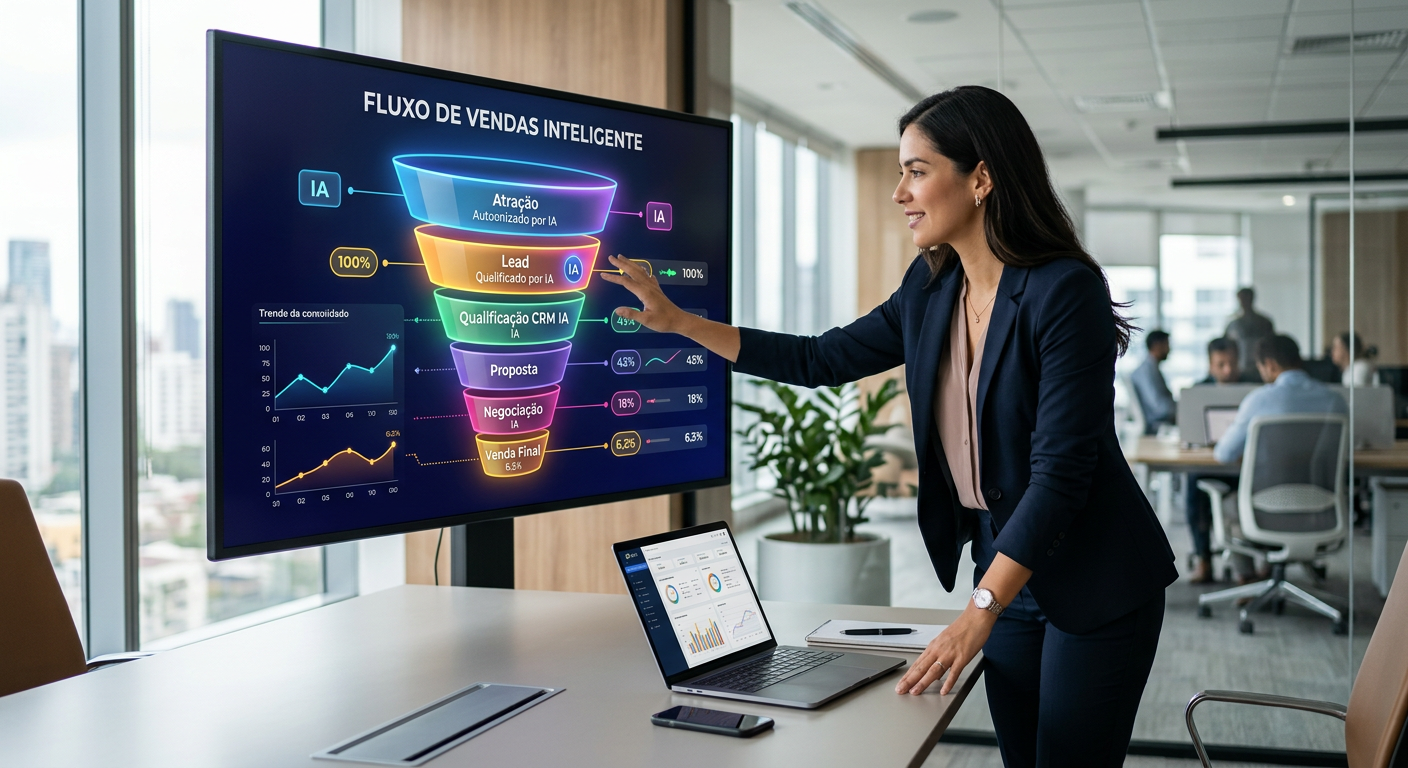 Gráfico de funil de vendas otimizado com CRM e inteligência artificial | crm para funil de vendas